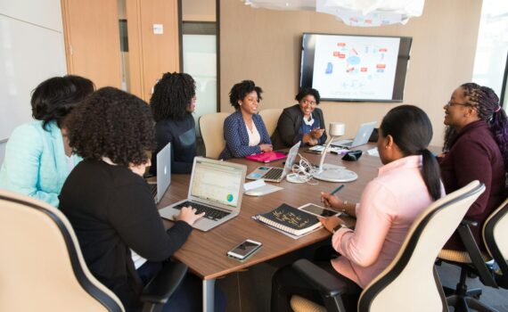 employees having a board meeting