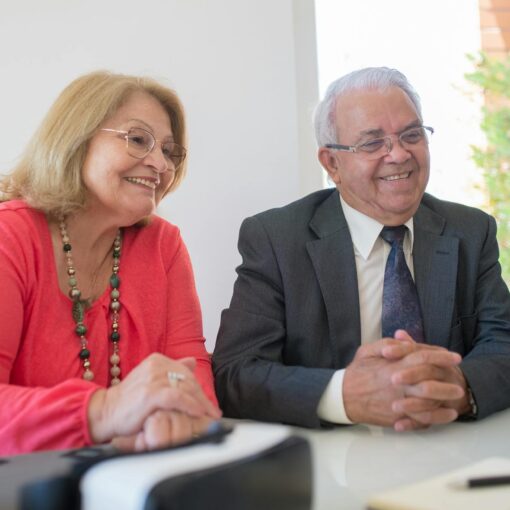 smiling elderly couple