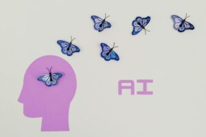 Silhouette of a skull with butterflies