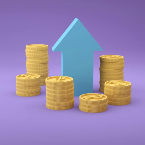 illustartion of stacks of coins and an arrow