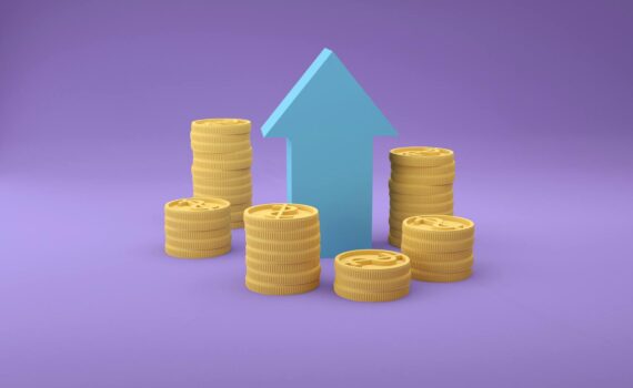 illustartion of stacks of coins and an arrow
