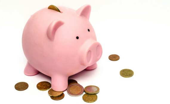 piggy bank with coins
